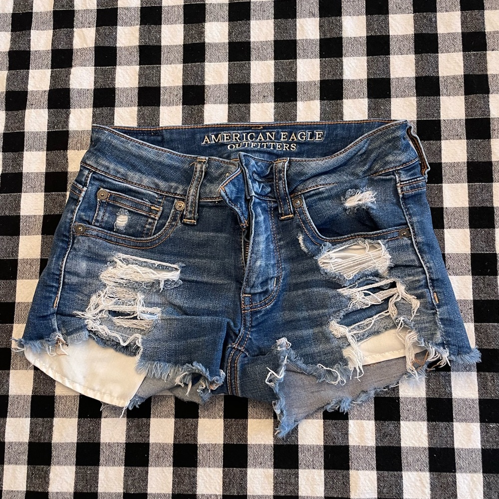 American Eagle super stretch size 00 dark denim shorts!
